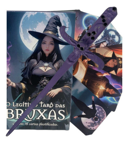 Kit O Legítimo Tarô Das Bruxas 78 Cartas + Athame 19 Cm 0