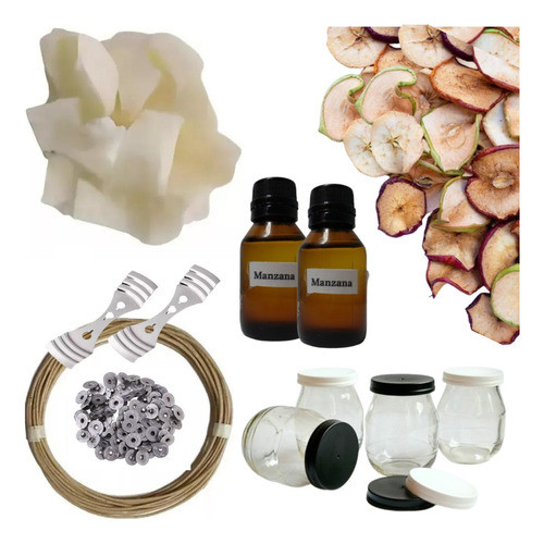 Combo Cera Soja + Frascos + Rodajas Deshidratadas Manzana 0