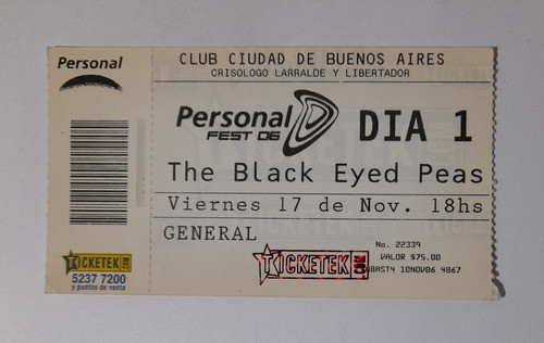 Entrada De Coleccion Personal Fest 06 - Black Eyed Peas 0