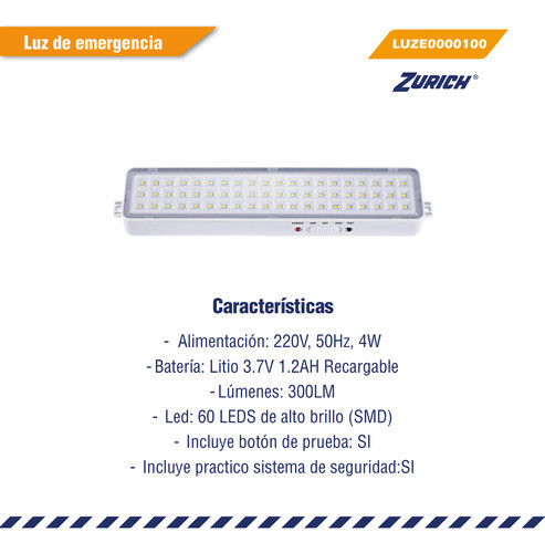 Luz De Emergencia Recargable 60leds Zurich 1