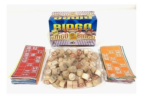 Juego De Mesa Lotería Familiar 96 Cartones Bolillas Madera 1