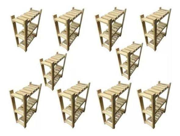 Kit De Estante Com Nichos Em Madeira Pinus Decor 0