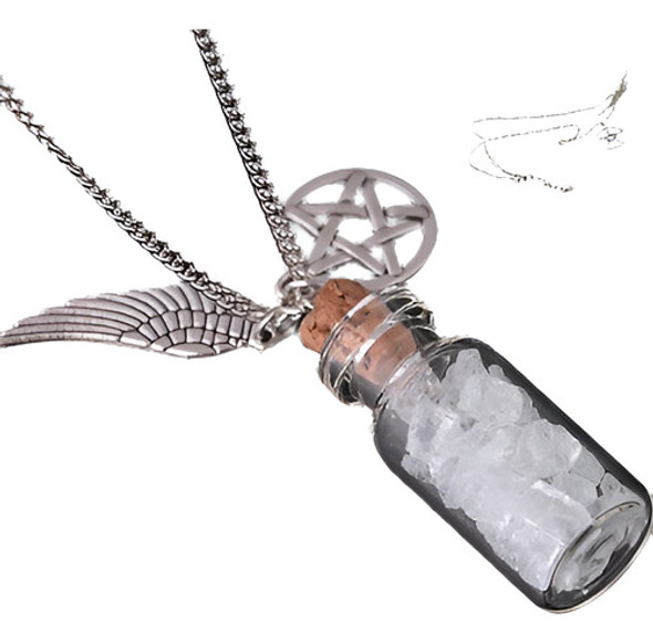 1pcs Protección Natural Ala De Angel Collar Colgante Pentagr 0