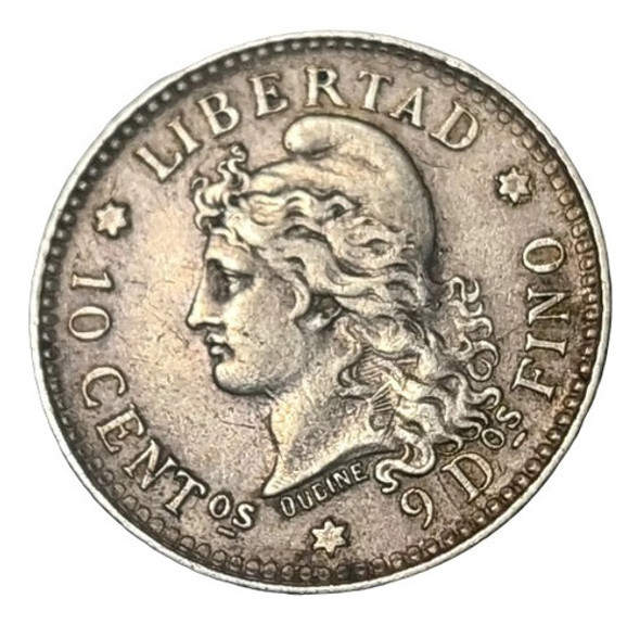 Moneda Argentina 10 Centavos, 1882 Plata 0.900 Km# 26 - 1254 0
