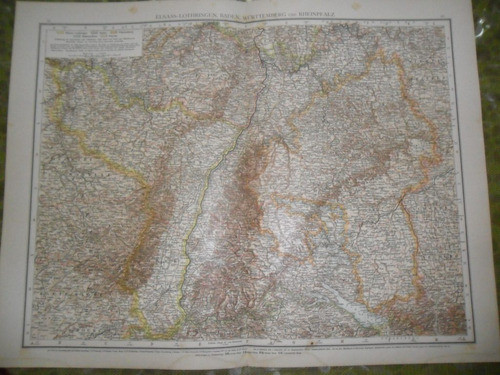 Mapa Plano 1893 Alsacia-lorena Baden Wurtemberg Rheinpfalz 0