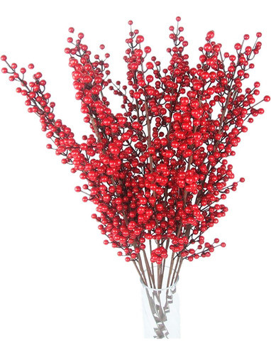 Ramas Artificiales Tallos Bayas Rojas 25 Pulgadas, Flores 4 0