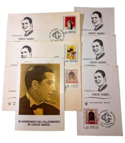 Serie 7 Piezas Estampillas Carlos Gardel Argentina 1985 0