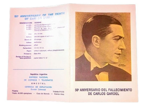 Serie 7 Piezas Estampillas Carlos Gardel Argentina 1985 1