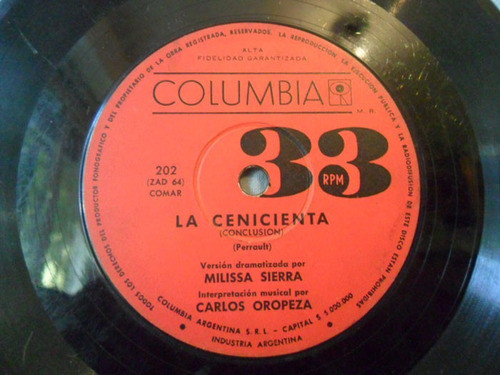 La Cenicienta Simple Vinilo, Milissa Sierra Y Carlos Oropeza 1