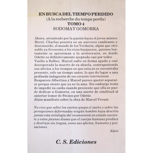 En Busca Del Tiempo Perdido Sodoma Y Gomorra - Marcel Proust 1