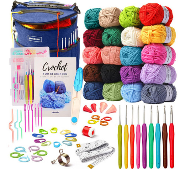 Kit De Crochet Para Principiantes, 20 Colores De Hilo, Ganch 0