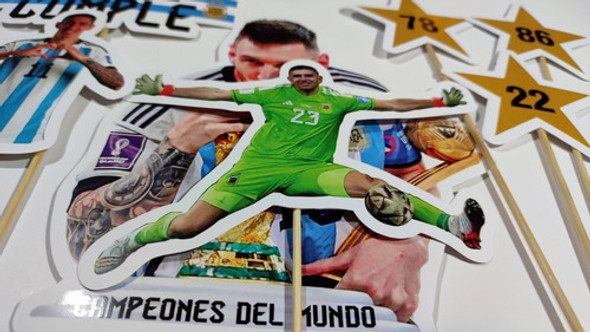 Adorno Topper Torta Feliz Cumple Argentina Campeon 1