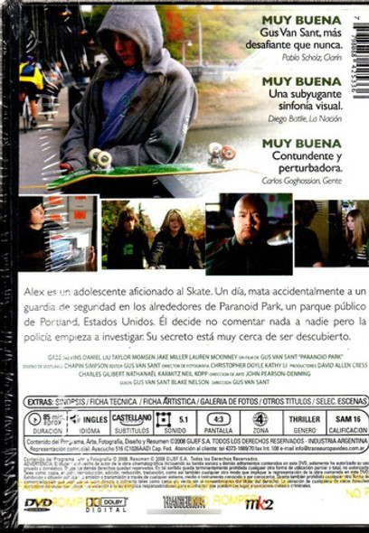 Paranoid Park - Dvd Nuevo Original Cerrado - Mcbmi 1