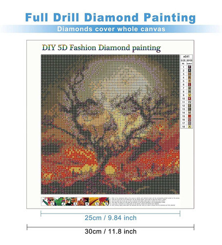 Kit Pintura Con Diamantes 5d -esqueleto Halloween 30x30cm 1