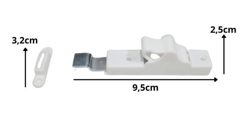 Kit 10 Fecho Trinco Gangorra Branco Plástico P&j 1