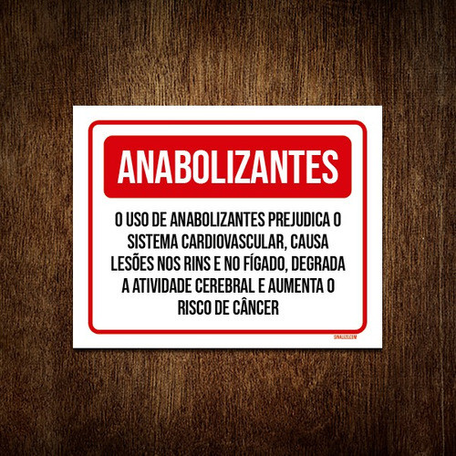 Placa Sinalização - Anabolizantes Prejudica Saúde 18x23 1