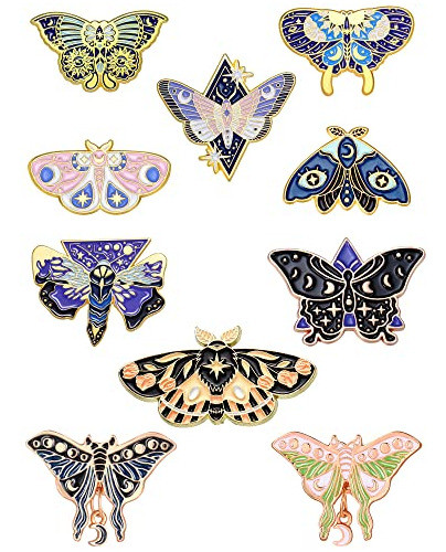 Pines Prendedores Para Ropa Esmaltados 10 Mariposas Retro 0