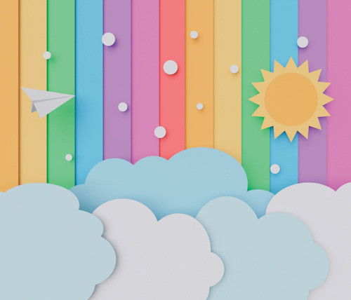 Papel Parede Baby Linda Decor Infantil Arco Iris Tom Pastel 0