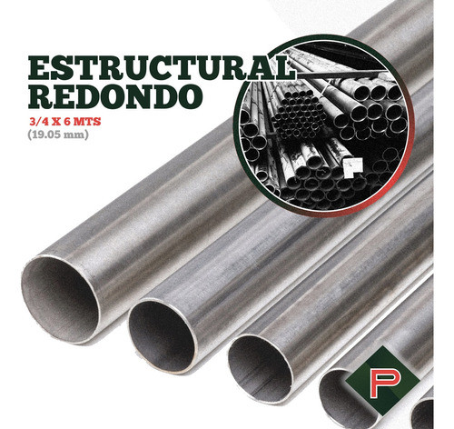 Caño Estructural Redondo 3/4 (19.1mm) X 1.6 X6 M Perticari 1