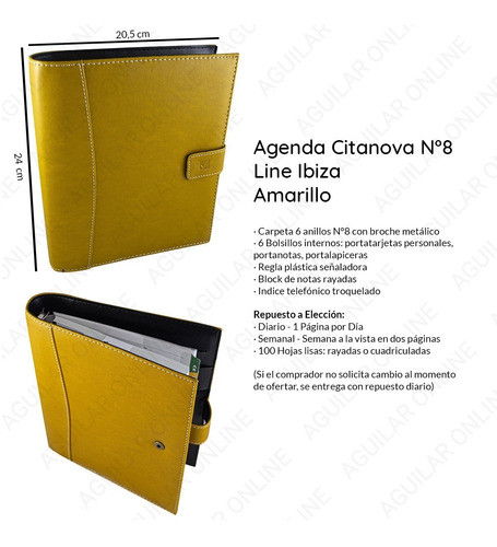 Agenda Ibiza Amarilla Citanova N8 Diaria Semana Apta Grabado 1