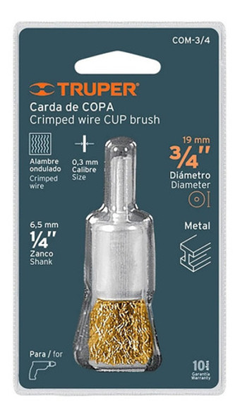 Cepillo Brocha 19mm Acero 0.3mm Truper Com-3/4 - Fc 0