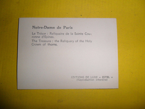 Antigua Tarjeta Foto Copon Caliz Reliquia Notre Dame Paris 1