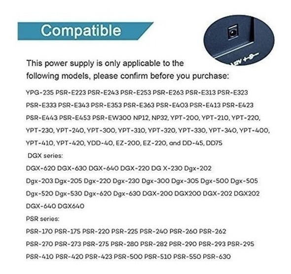 Adaptador De Corriente De 12 V Para Yamaha Pa130 Pa150, Fuen 1