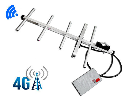 Kit Completo Rural Yagi 24dbi 4g +inductor+cable 700-2600mhz 1
