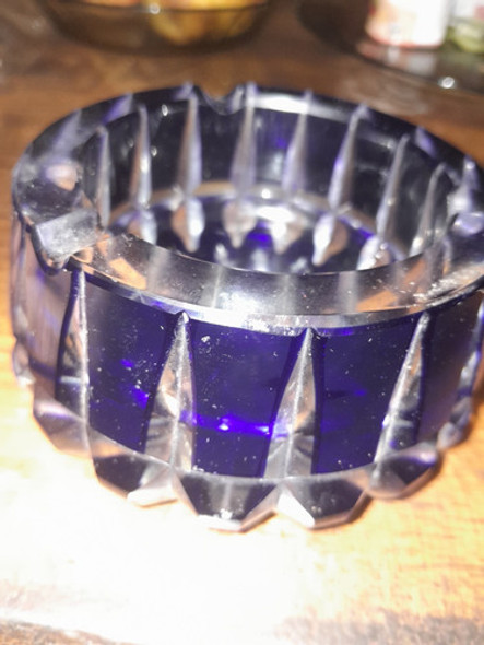 Cenicero Antiguo De Cristal Tallado Impecable!!!! 1