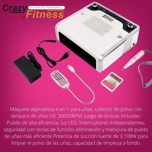 Set Torno Uñas 30000 Rpm+ Aspirador+ Lampara Uv + Led 4 En 1 1