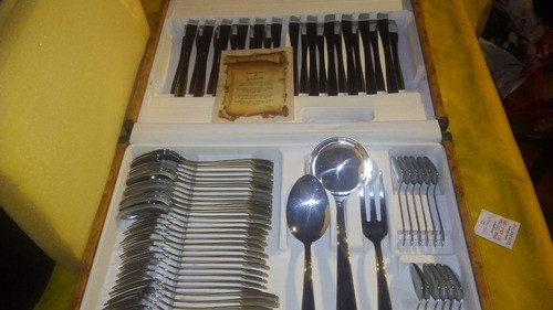 Juego De Cubiertos Italianos Acero Inox 18/10 24kt Oro 75pz 1