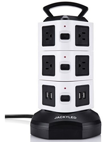 Power Strip Tower Jackyled Protector De Sobretensión Estació 0