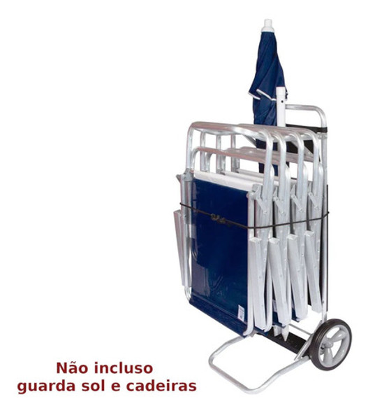 Carrinho De Praia Suporta Até 5 Cadeiras Alumínio E Plástico 1