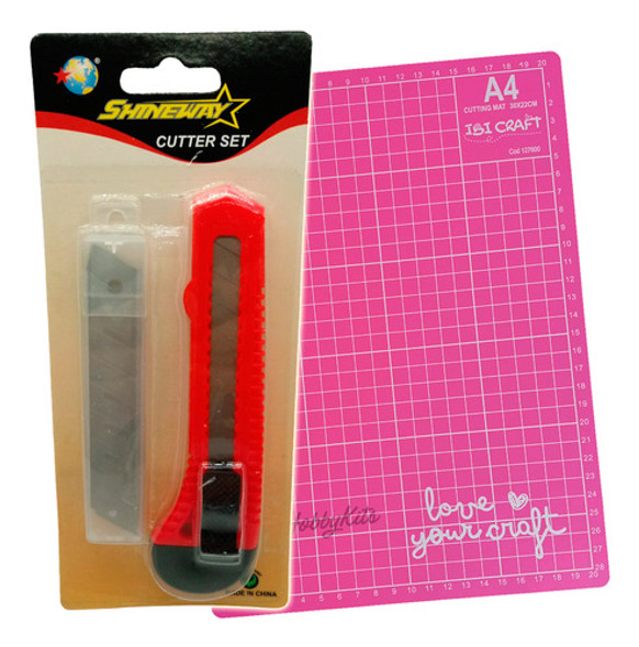 Cutter 18mm 10 Filos Y Tabla De Corte A4 Rosa Scrapbooking 0