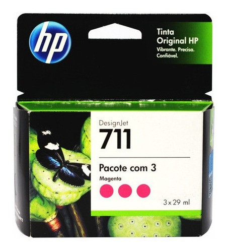 Cartucho Magenta Original Hp 711 Pack C/ 3un - 29ml Cz135ab 0