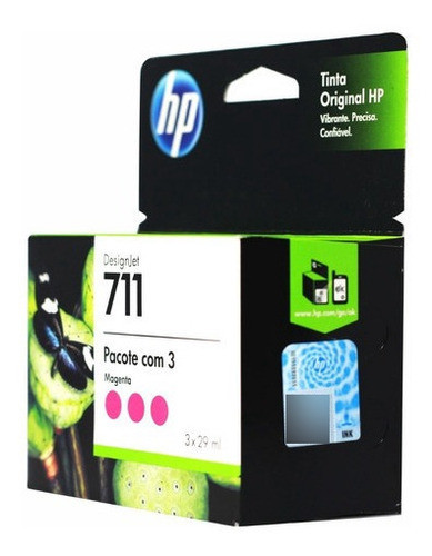 Cartucho Magenta Original Hp 711 Pack C/ 3un - 29ml Cz135ab 1