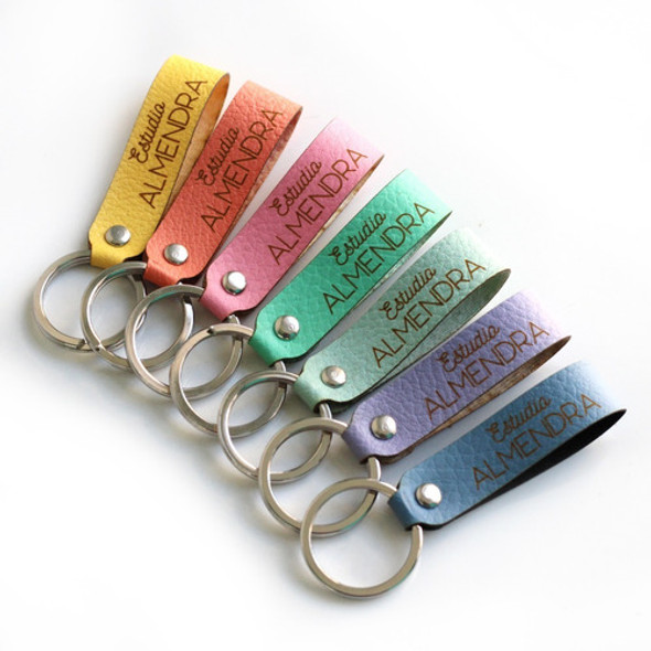 64 Llaveros Eco Cuero Personalizado - Grabado Souvenir 0