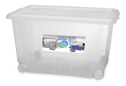 Caixa Organizadora Multiuso Transparente 50 Litros C/ Rodas 0