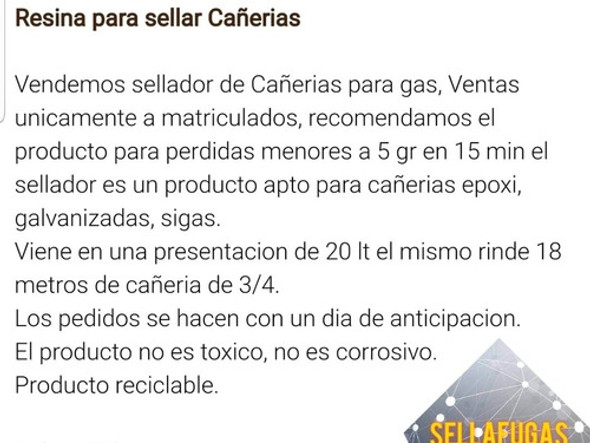 Sella Cañerias De Gas Resina 20 Litros 1 Sella Cañerias De Gas Resina 20 Litros 1