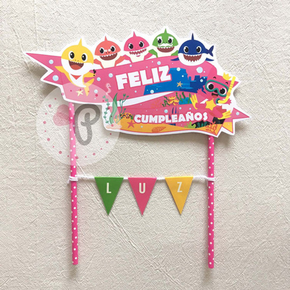 Topper Para Tortas Baby Shark Tiburones Adorno Torta Rosa 0 Topper Para Tortas Baby Shark Tiburones Adorno Torta Rosa 0