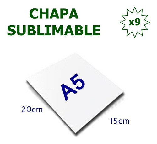 Chapa Para Sublimar Blanca A5 15x20cm. Metal Sublimable X9u 1