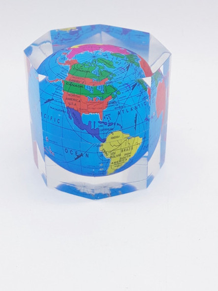 Peso Papel Globo Terrestre Mapa Mundi 5cm Enfeite Octógono 1
