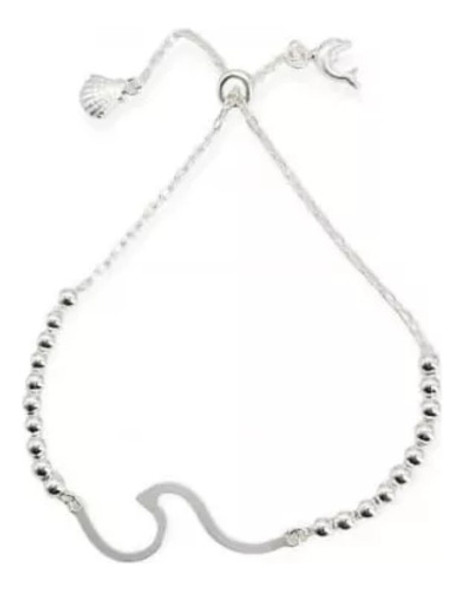 Pulsera Plata 925 Ajustable Ola Mar Delfín Regalo Mujer 0