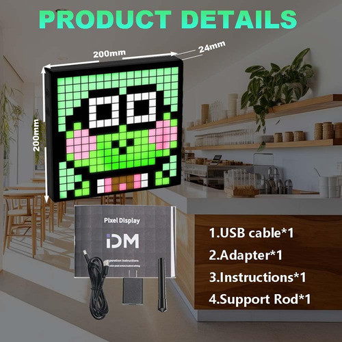 Foeers Pantalla Led De Pixeles Artisticos Con Altavoz Blueto 1