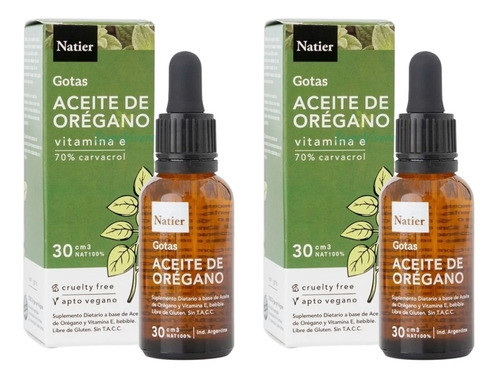 Pack 2 Aceite De Orégano Gotas E Apto Vegano Natier 30ml 0