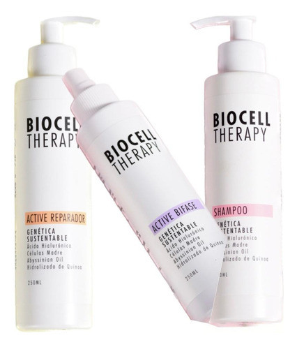 Kit Biocell Therapy Shampoo + Active Reparador + Bifase Bioc 0