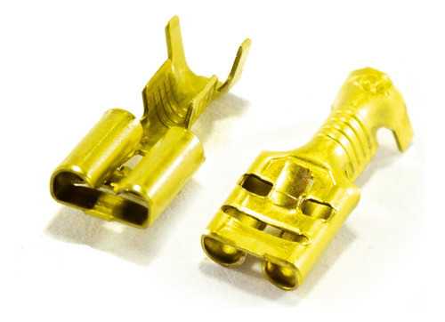 50 Terminales Ficha Pala Hembra 6.3mm Con Traba Conector 0