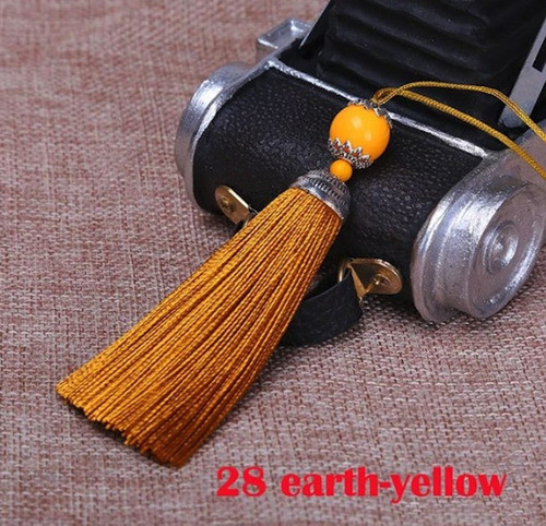 Kit 2 Tassel Pingente De Franja Com Bolinha Amarelo Terra 1
