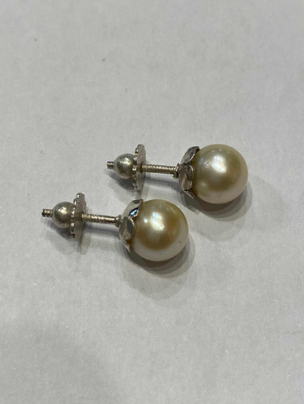 Luli Of Caravanas Plata 925 Perlas  Cultivo 8mm Cierre Rosca 1