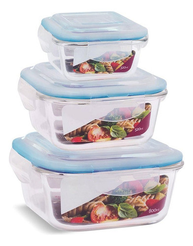 Kit 3 Potes Vidro Hermético Trava Mais 320ml, 520ml E 800ml 0